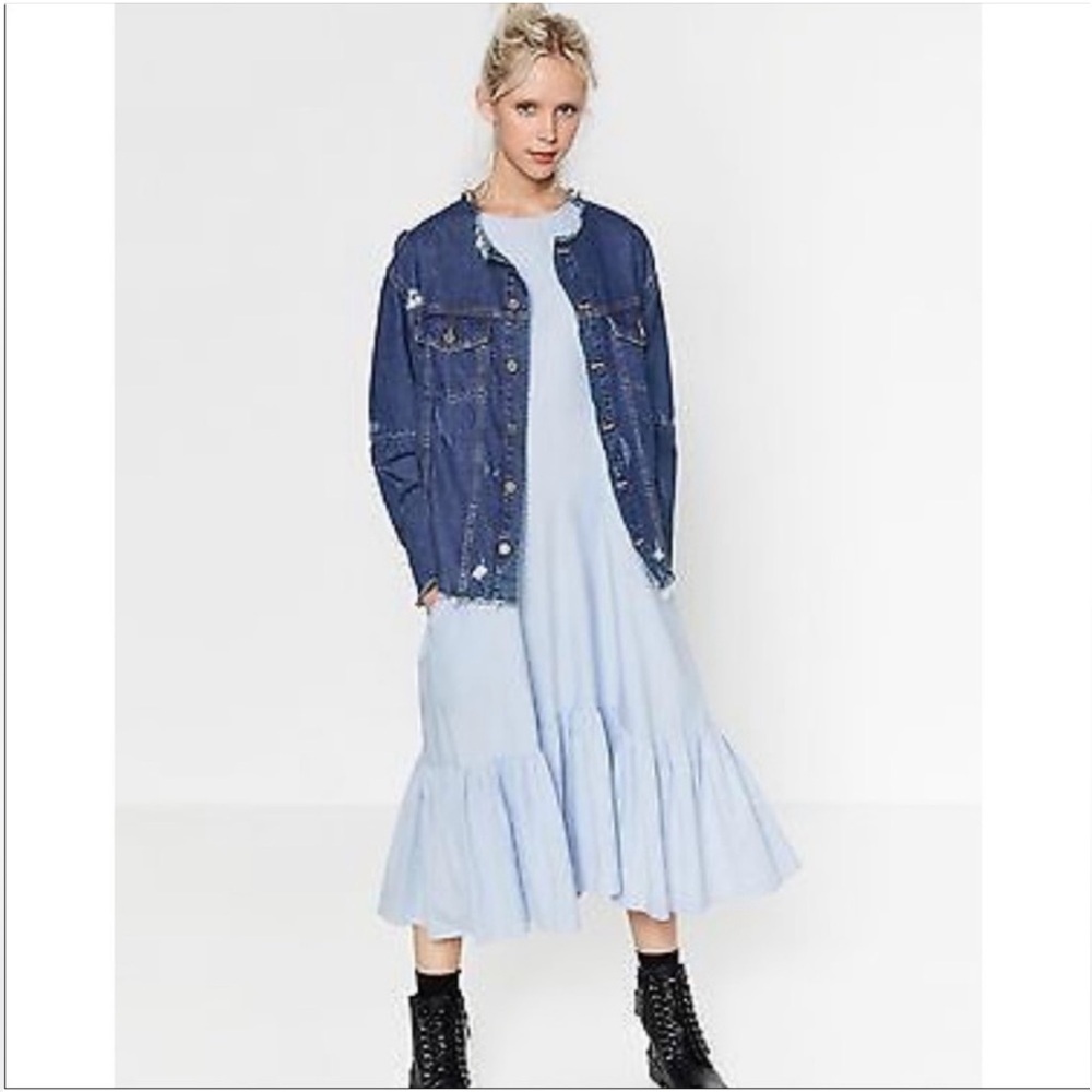 Zara Distressed Blue Denim Jacket - Women